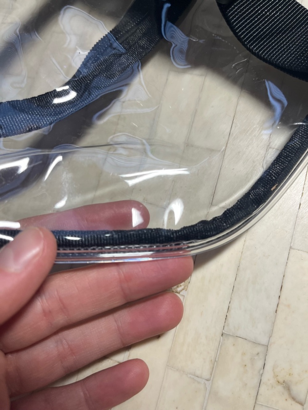Transparent Belt Bag - Clear PVC Black Trim Fanny Pack - Picture 3 of 6